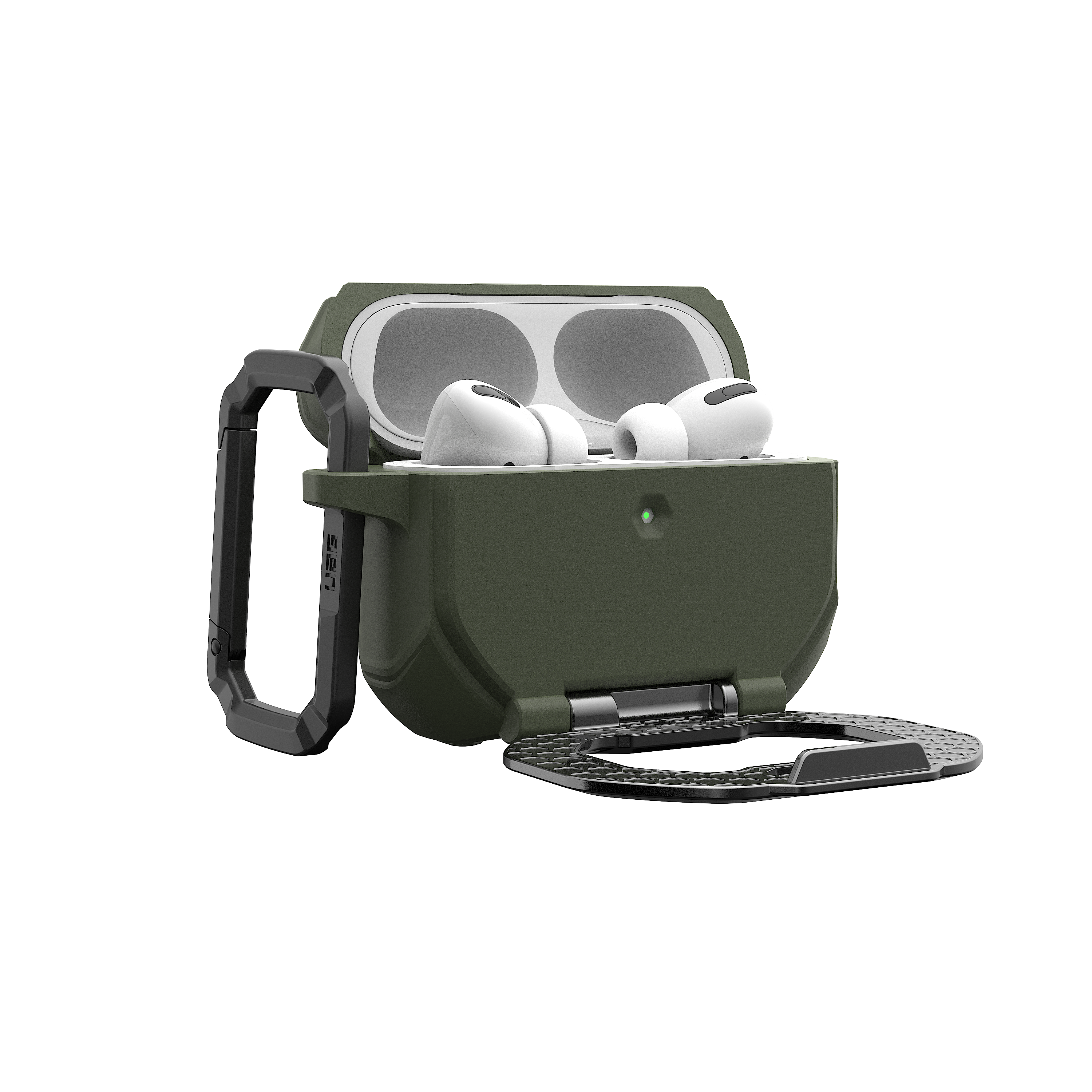 Monarch Hülle with Built-in Phone Stand for AirPods Pro (3rd Gen, 2025) - Olive Drab/Silver