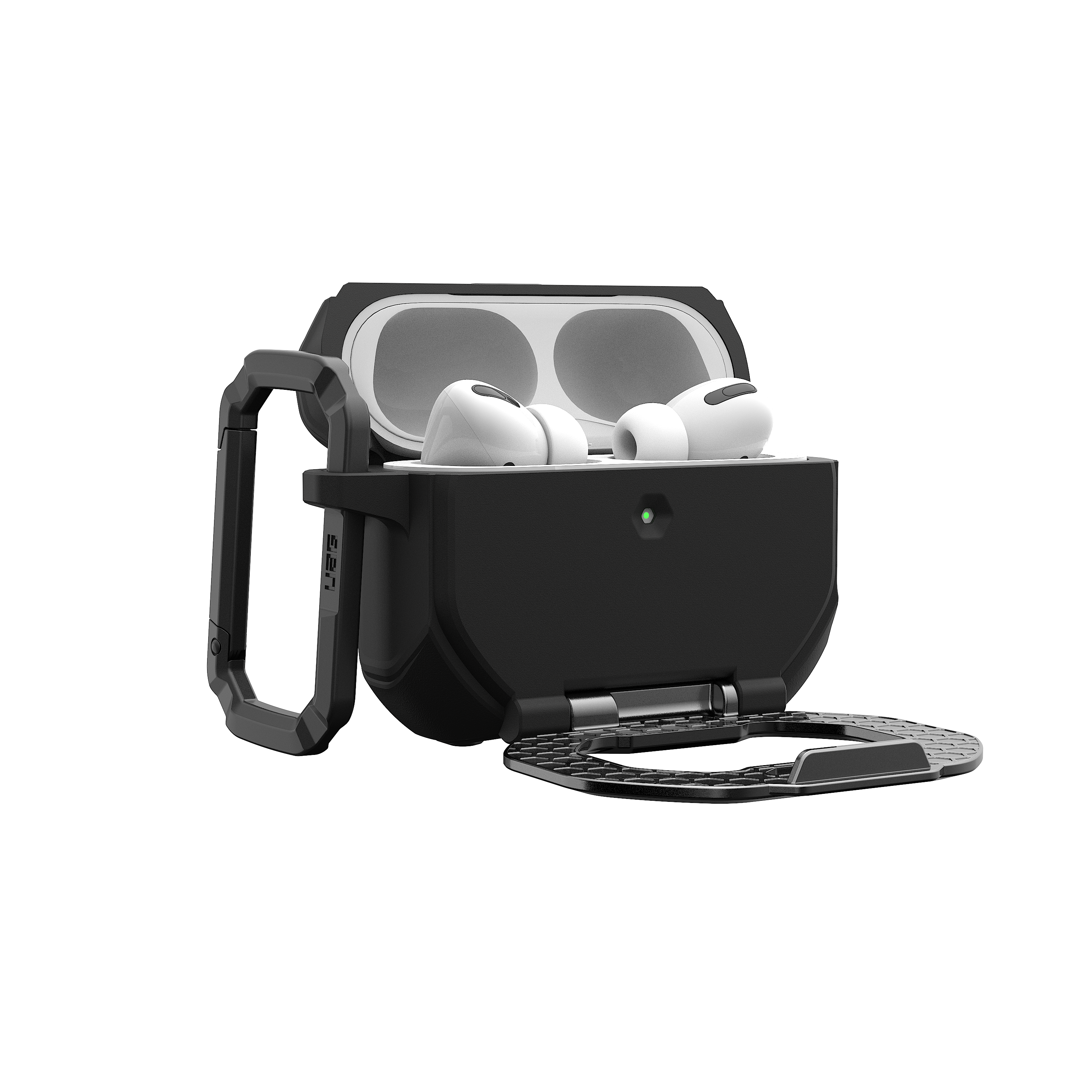 Monarch Hülle with Built-in Phone Stand for AirPods Pro (3rd Gen, 2025) - Black/Silver