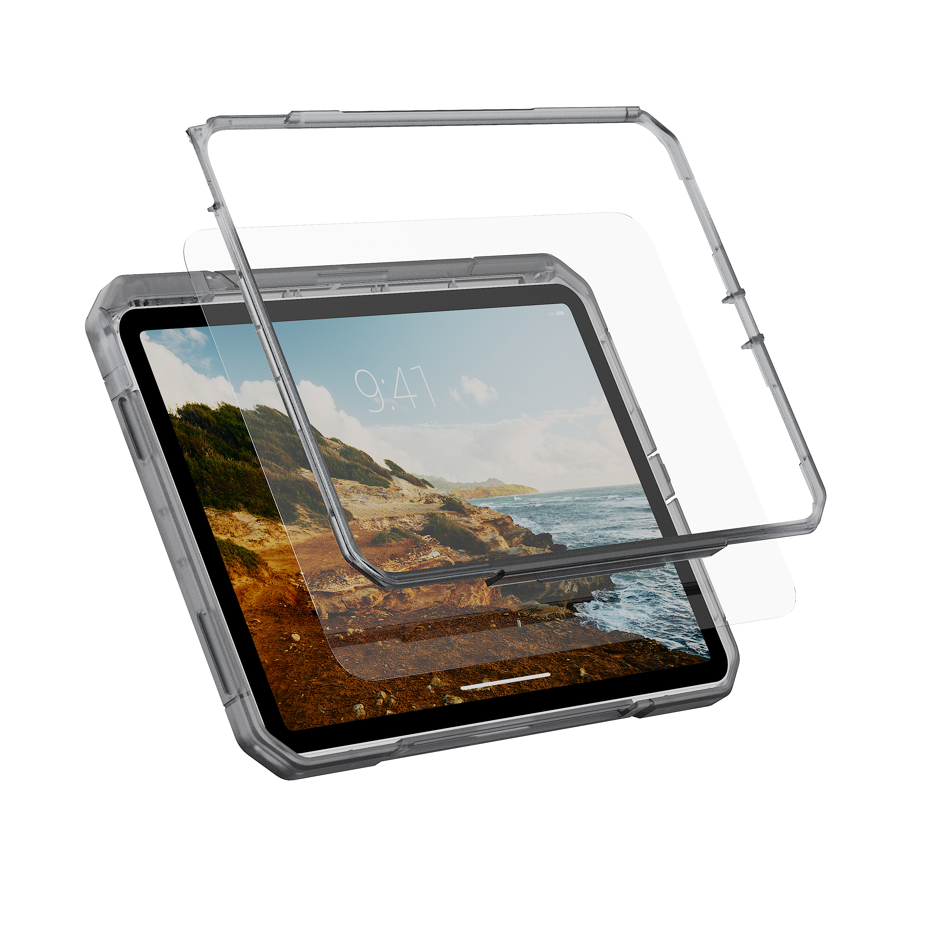 Trooper iPad 11" (A16, 11th Gen, 2025) Hülle with Screen Protector - Ice/Ash