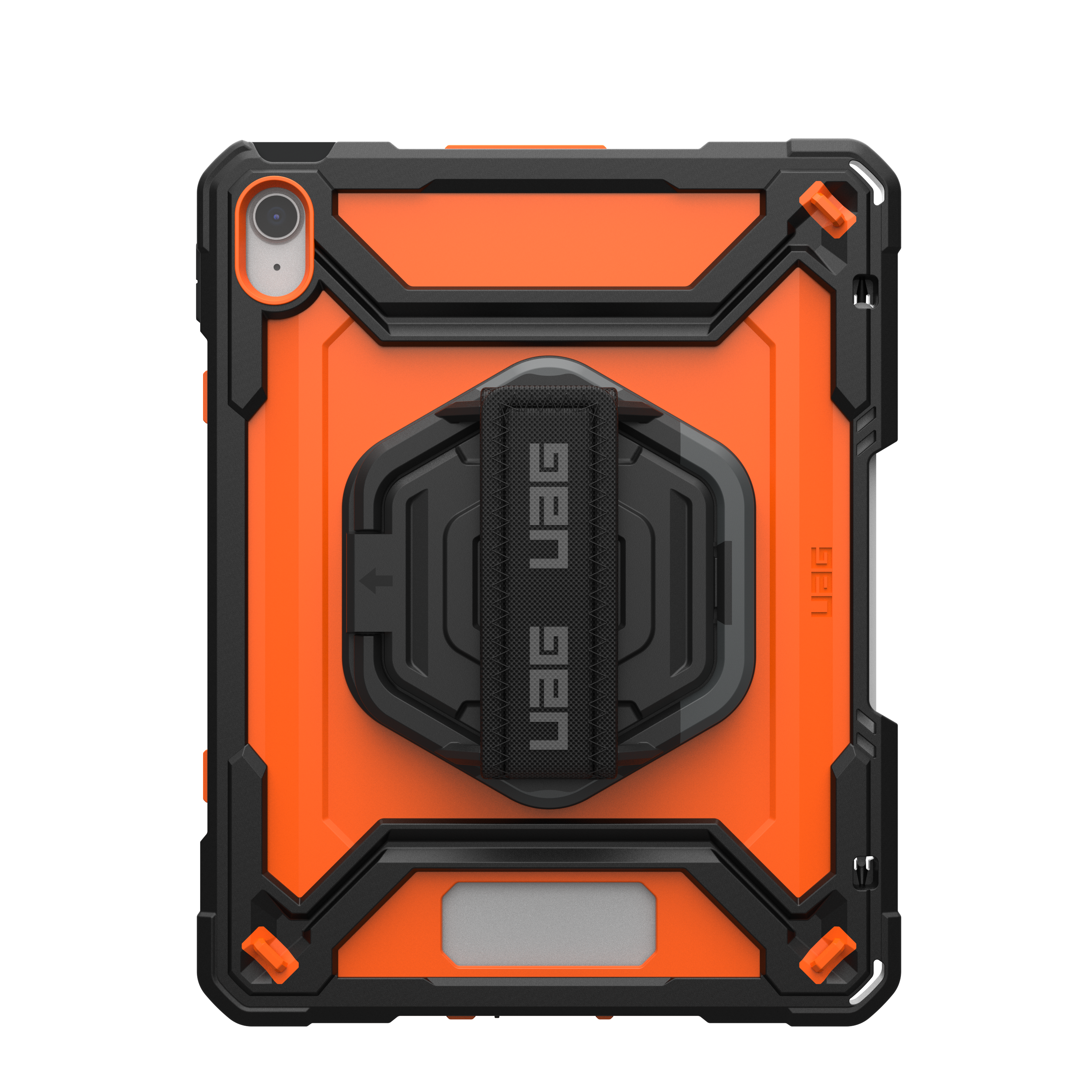 Plasma iPad 11" (A16) (11th Gen, 2025) with Kickstand & Handstrap Hülle - Orange/Black