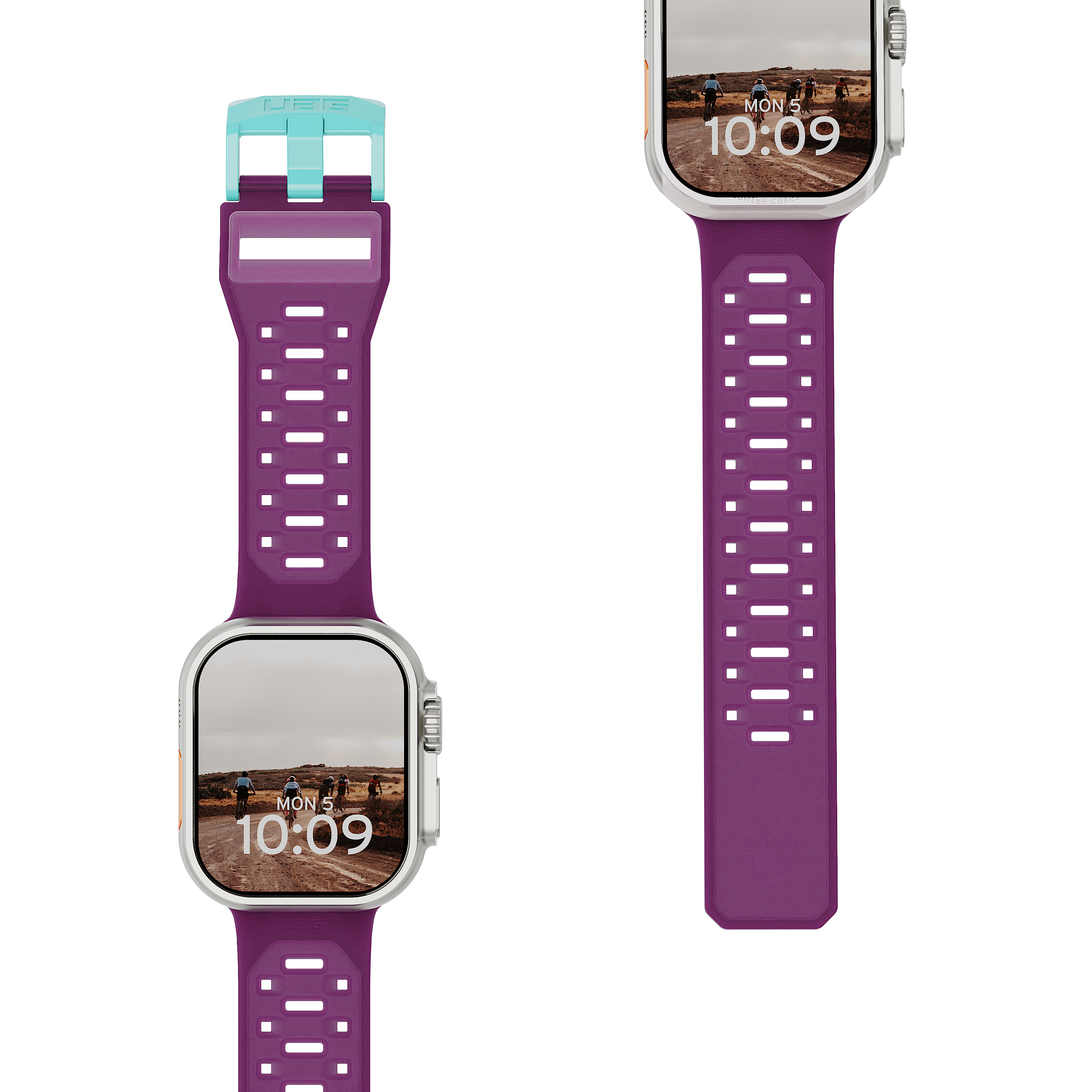 Civilian Silicone Strap for Apple Watch Ultra 3, Ultra 2, & Ultra - Deep Purple Synth/Aqua