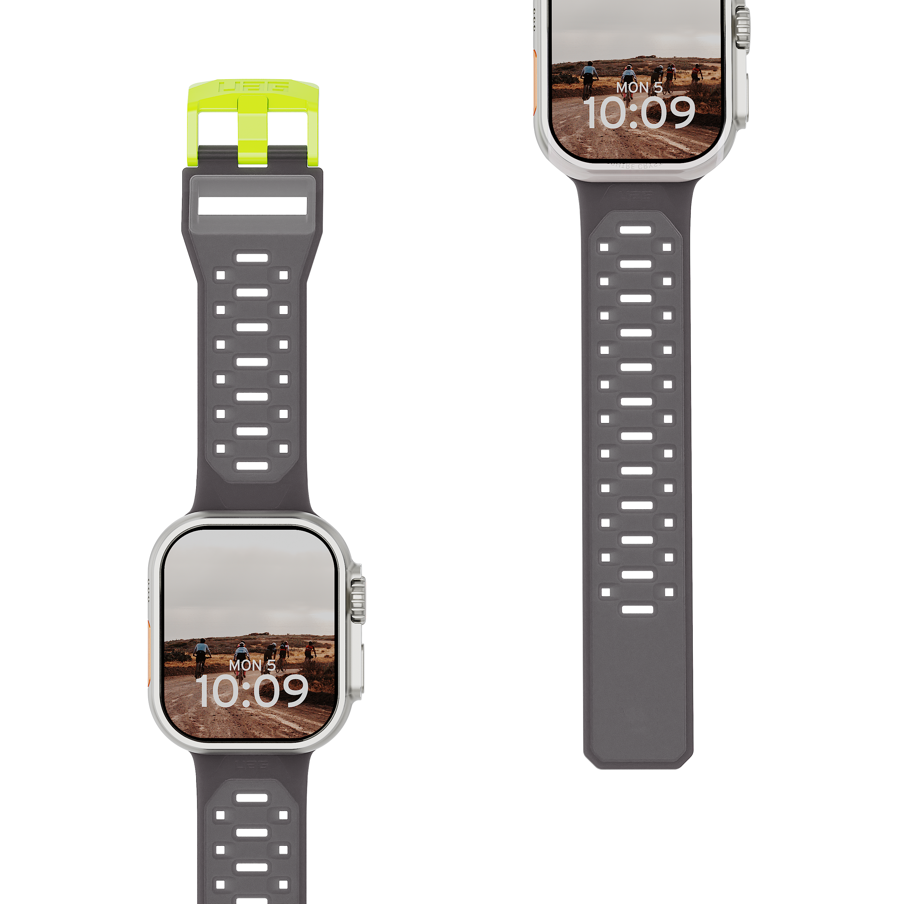 Civilian Silicone Strap for Apple Watch Ultra 3, Ultra 2, & Ultra - Smoke/Active Neon